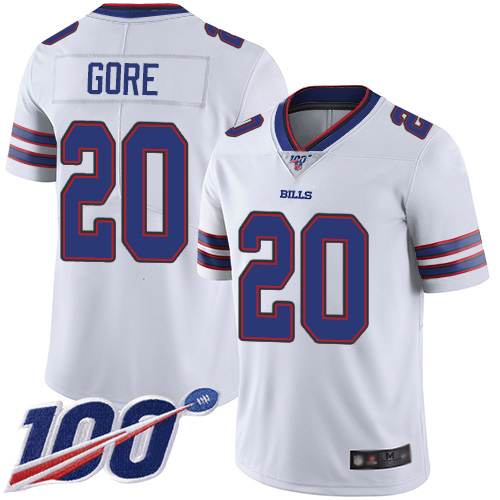 Men Buffalo Bills #20 Frank Gore White Vapor Untouchable Limited Player 100th Season NFL Jersey->buffalo bills->NFL Jersey